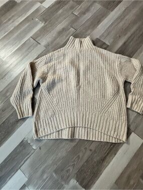 Anthropologie Cream Ribbed Mock Neck Sweater